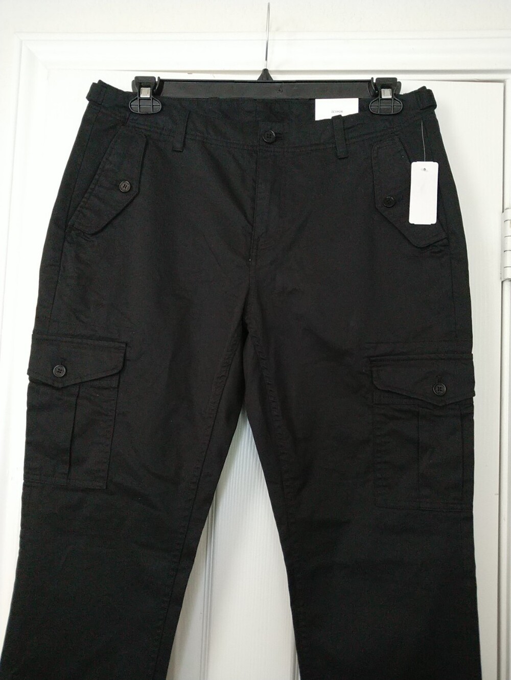 Brooks Brothers Plain Front Black Men's Cargo Pants , Button-Flap Pockets 34x32